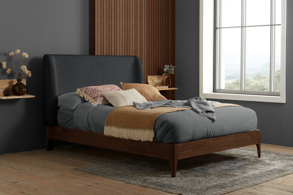 Birlea Halfden Grey & Walnut Wooden Bed Frame - Double