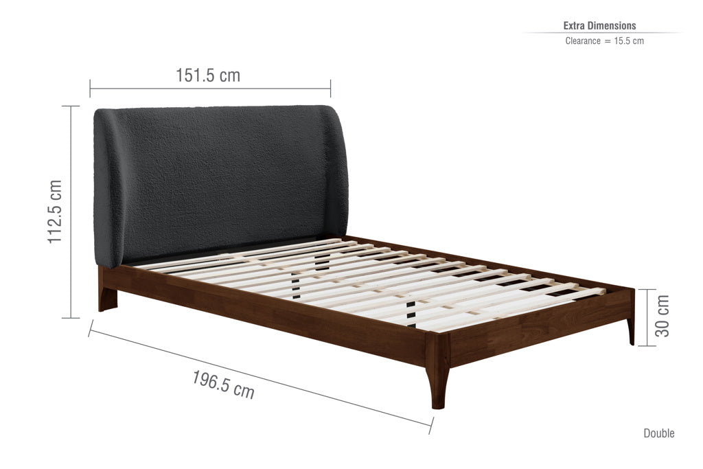 Birlea Halfden Grey & Walnut Wooden Bed Frame - Double 3