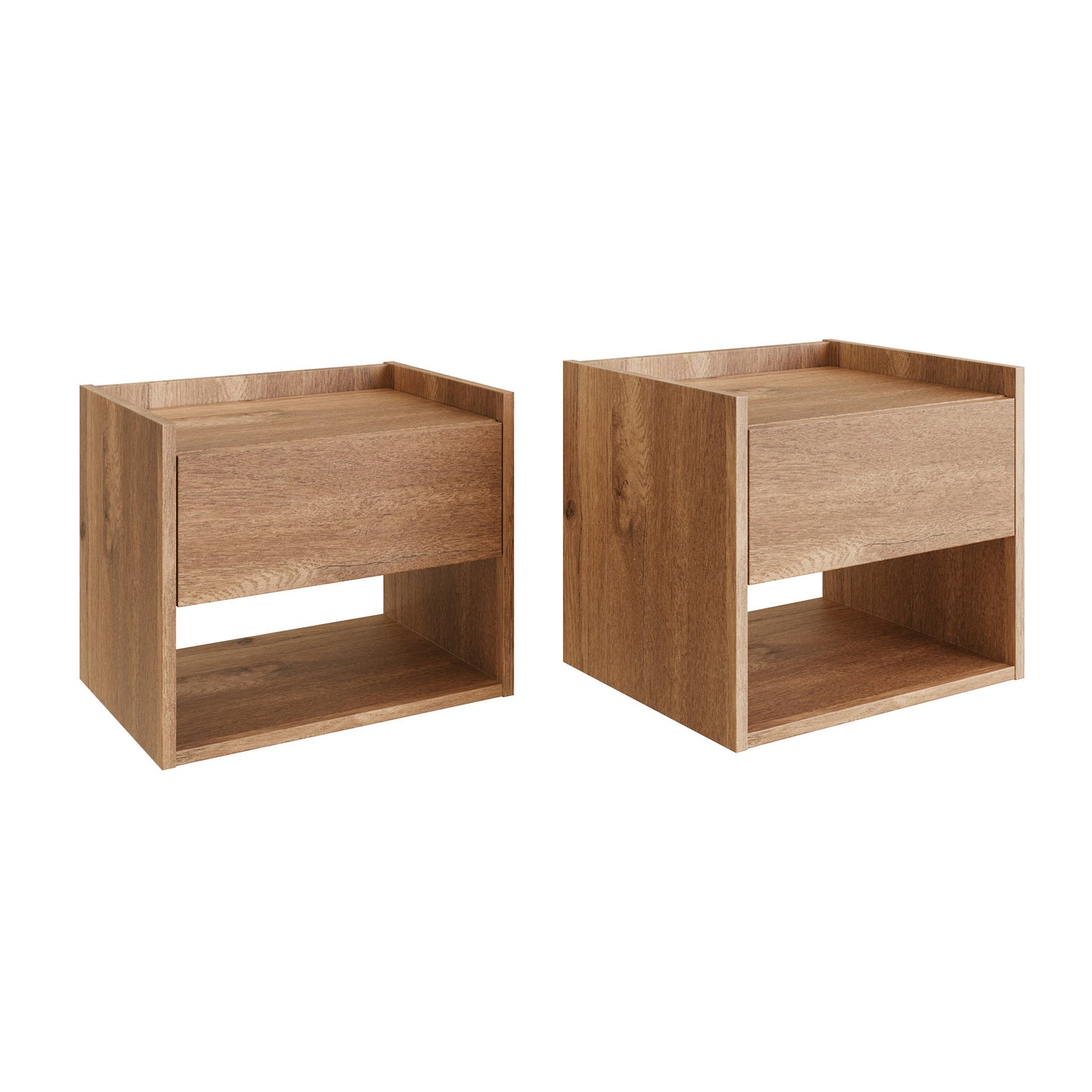 GFW Harmony Wall Mounted Pair of Bedside Tables - Oak 4