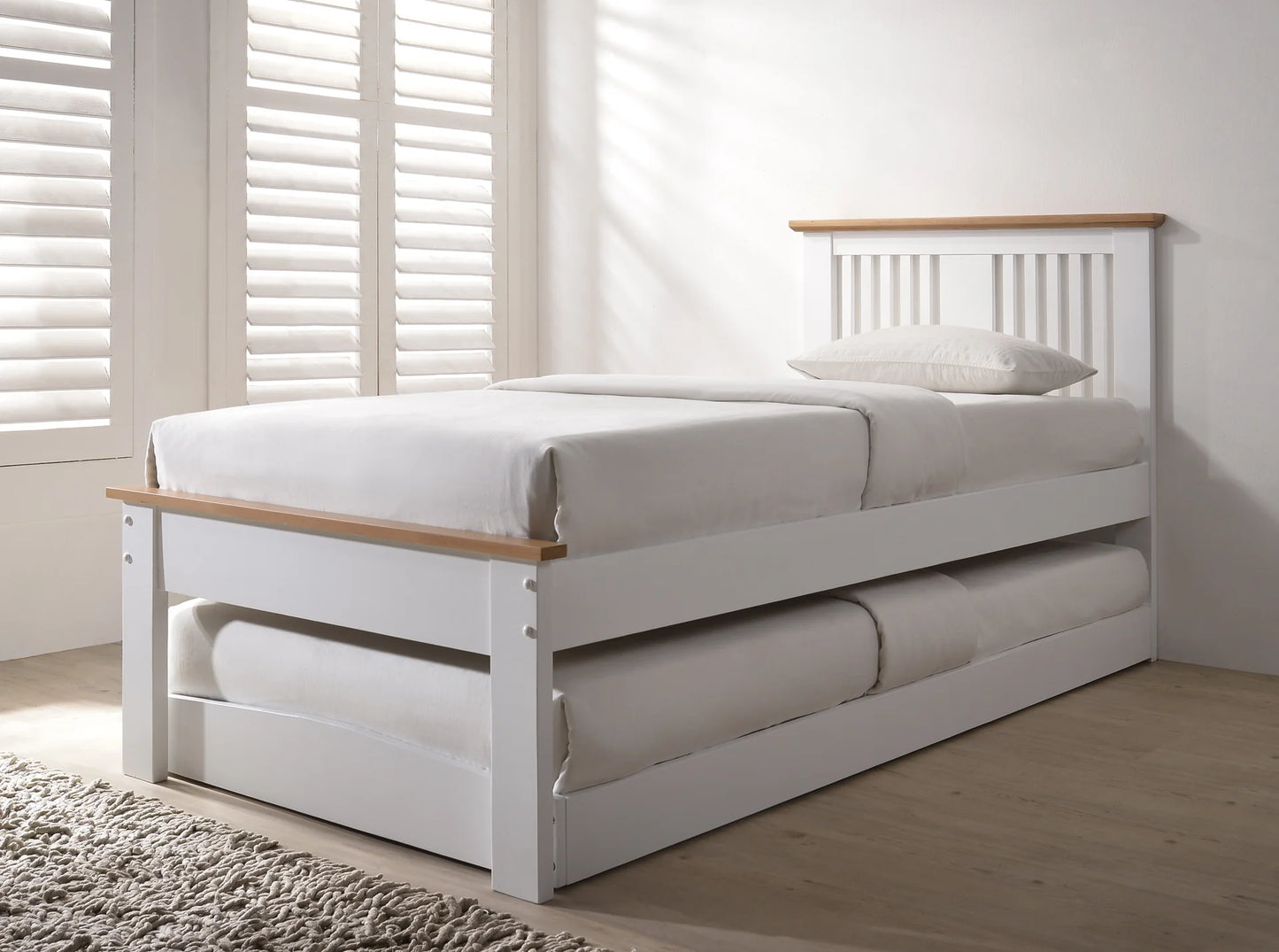 Horsham Wooden Guest Bed - White & Oak