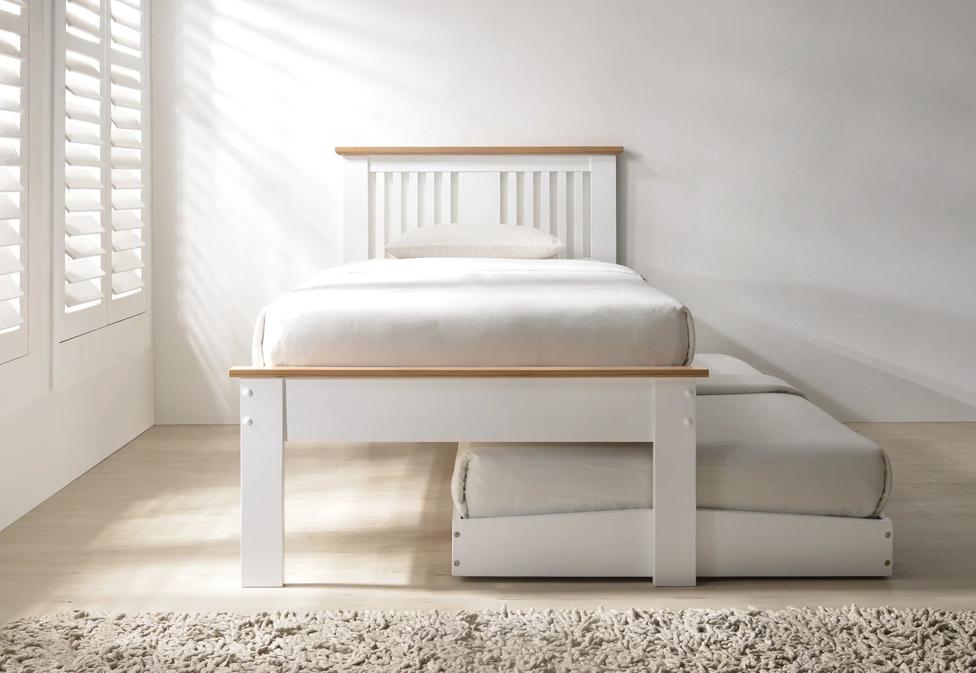 Horsham Wooden Guest Bed - White & Oak 3