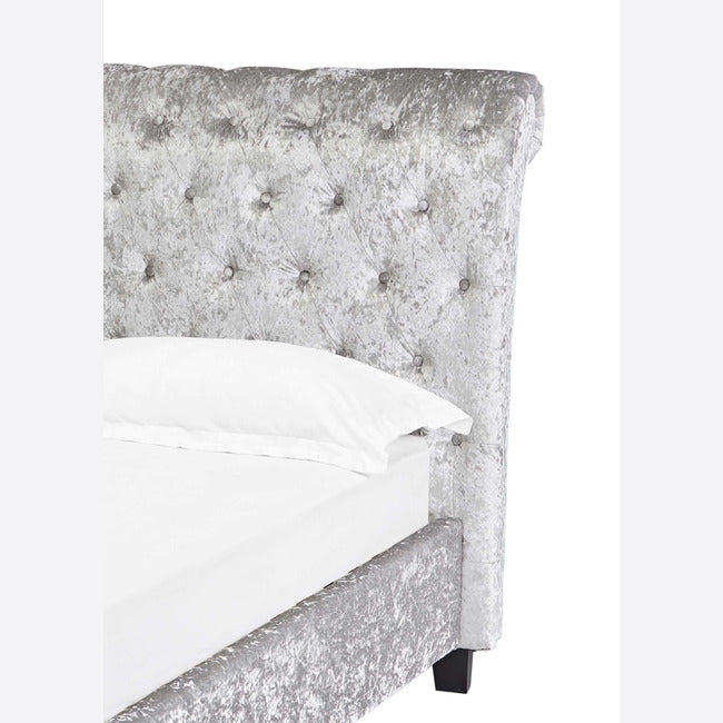 Luminosa Living Iola Silver Crushed Velvet Bed Frame - Double 2