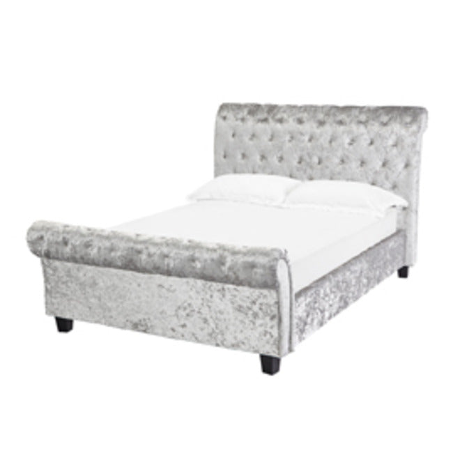 Luminosa Living Iola Silver Crushed Velvet Bed Frame - Double