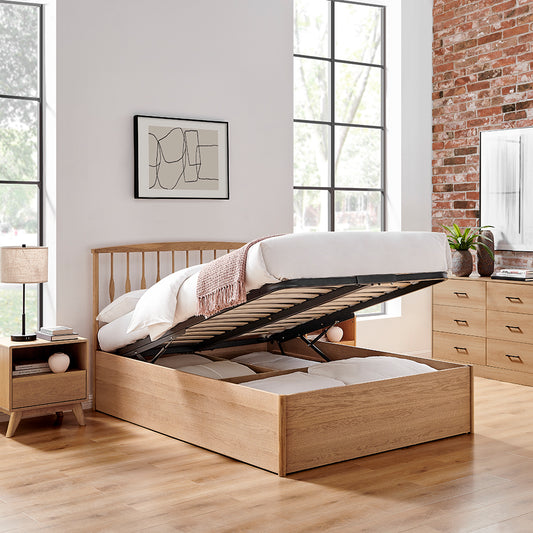 Limelight Juno American Oak Ottoman Bed Frame - Open