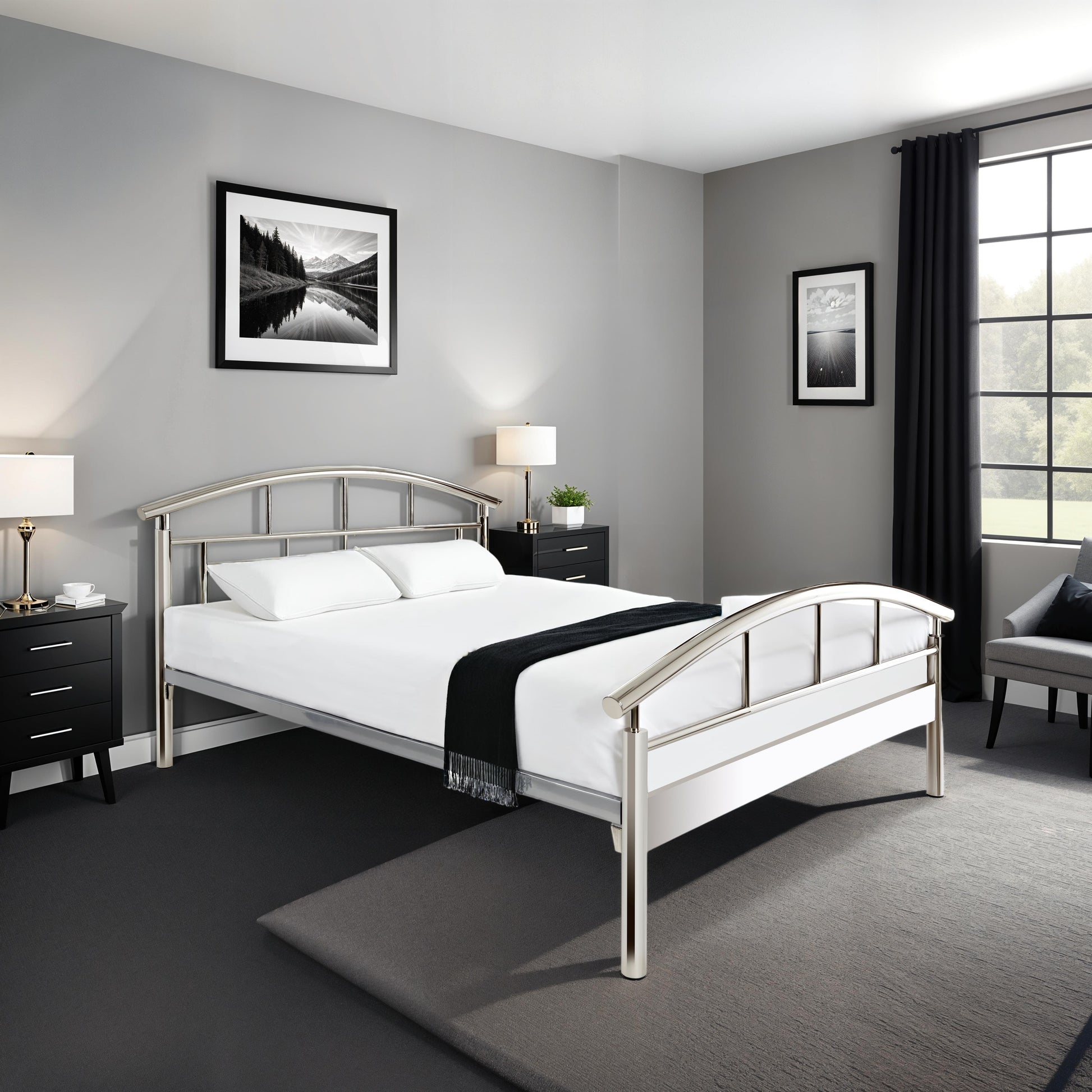 Jupiter Metal Bed Frame Chrome