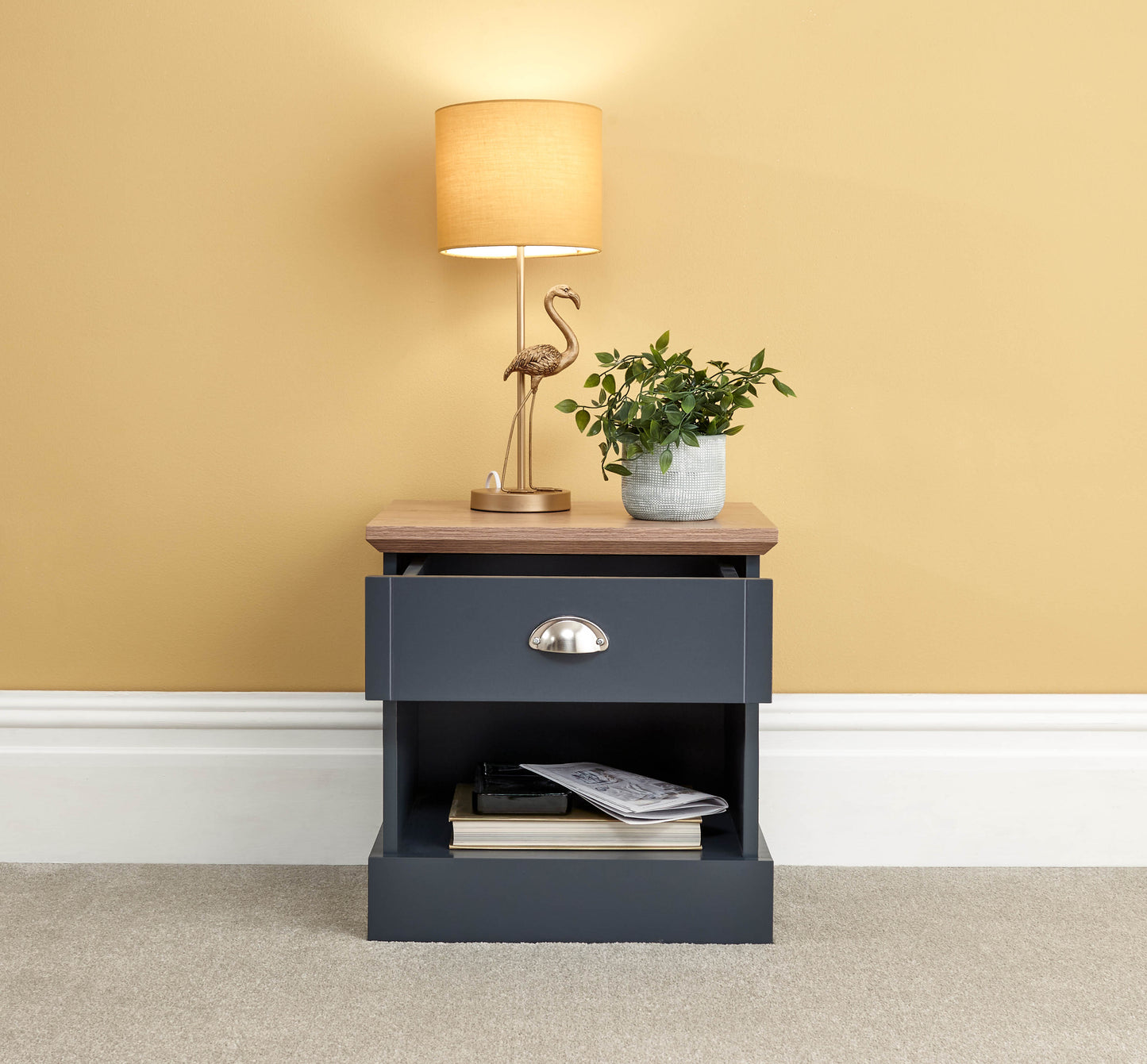 GFW Kendal 1 Drawer Bedside Table - Slate Blue 2