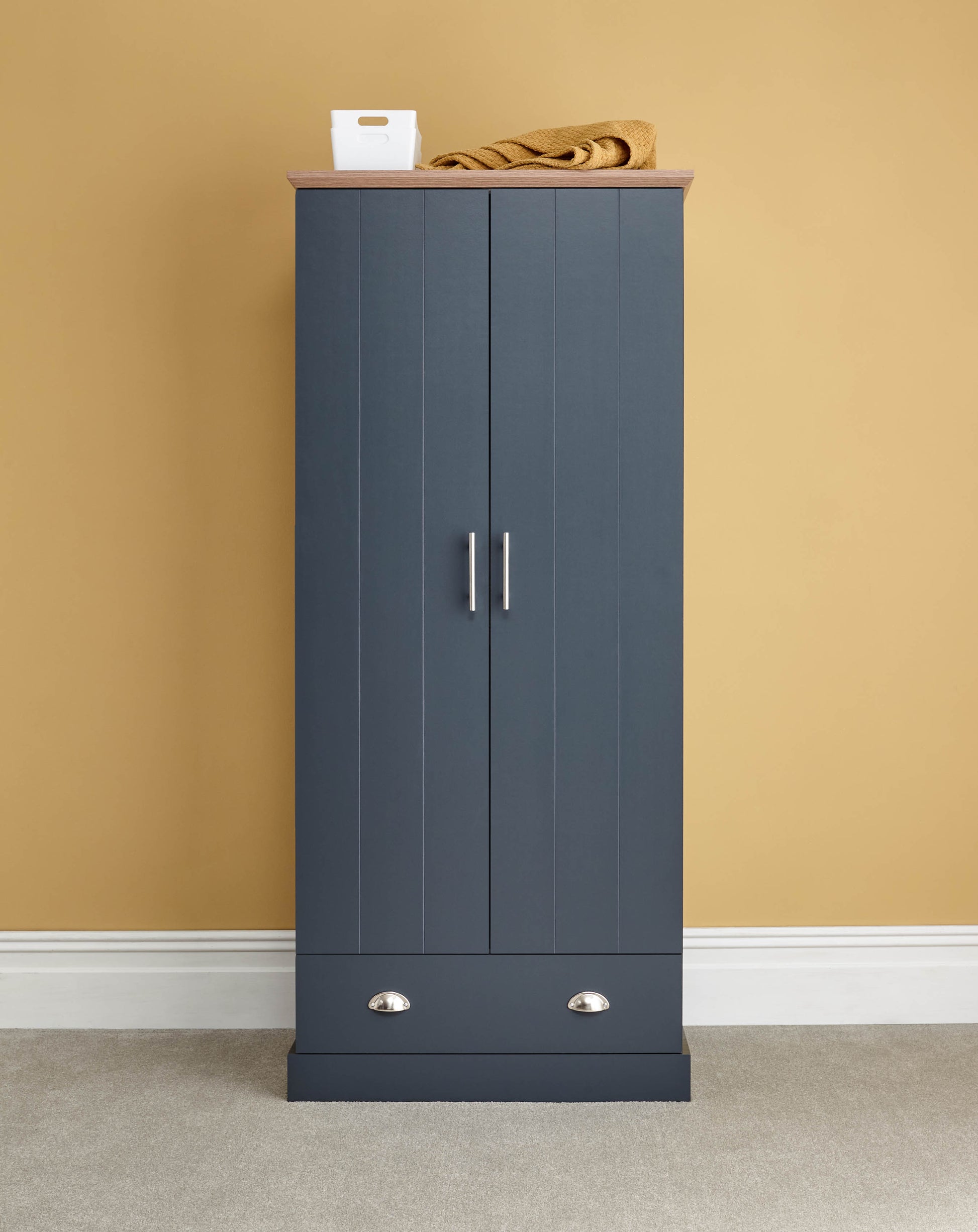 GFW Kendal 2 Door 1 Drawer Wardrobe - Slate Blue