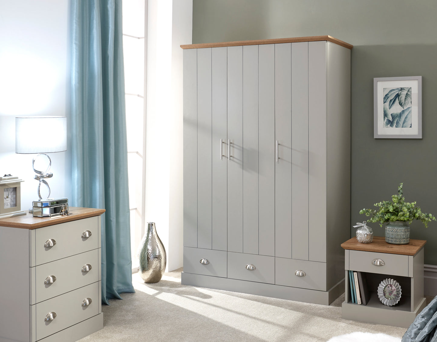 GFW Kendal 3 Door Wardrobe - Grey