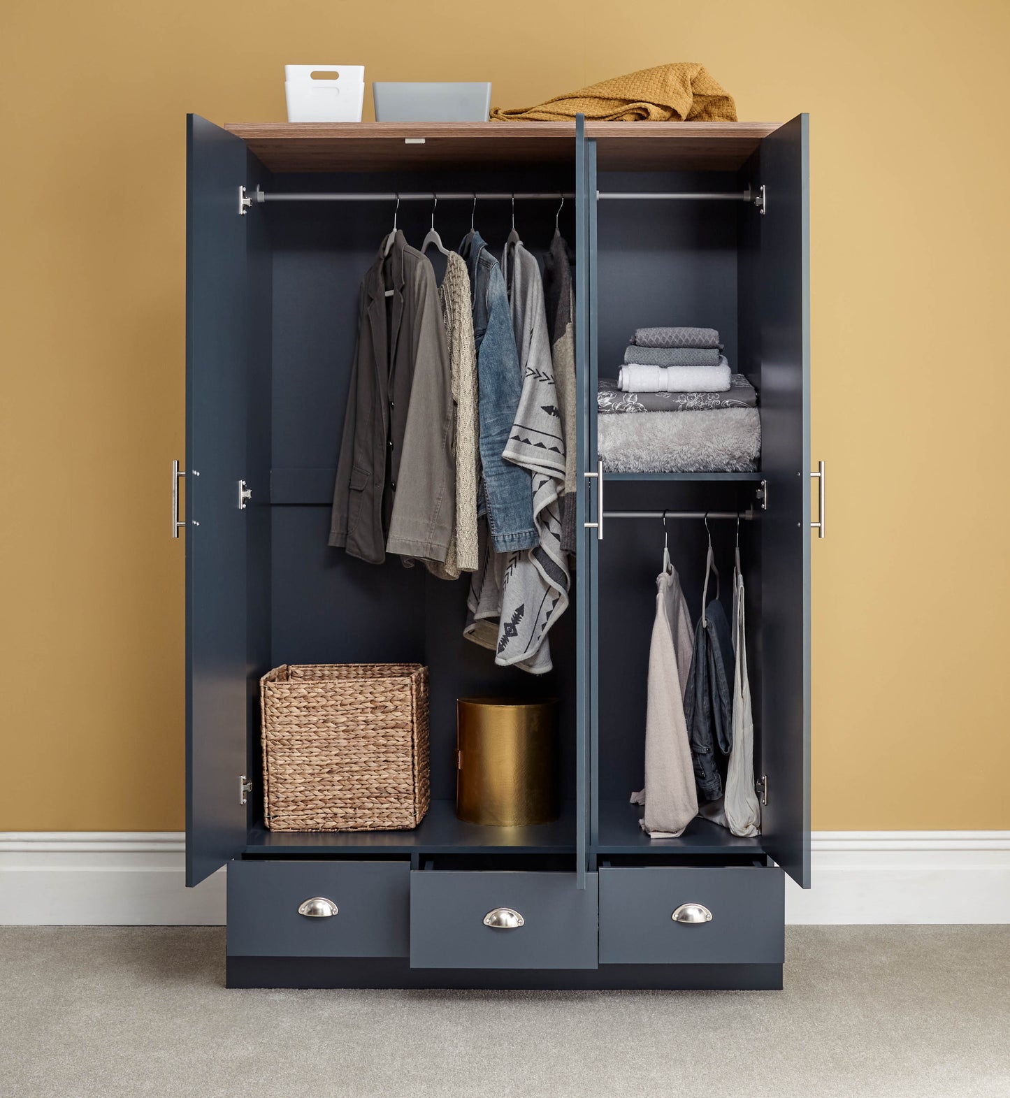 GFW Kendal 3 Door Wardrobe - Slate Blue 2