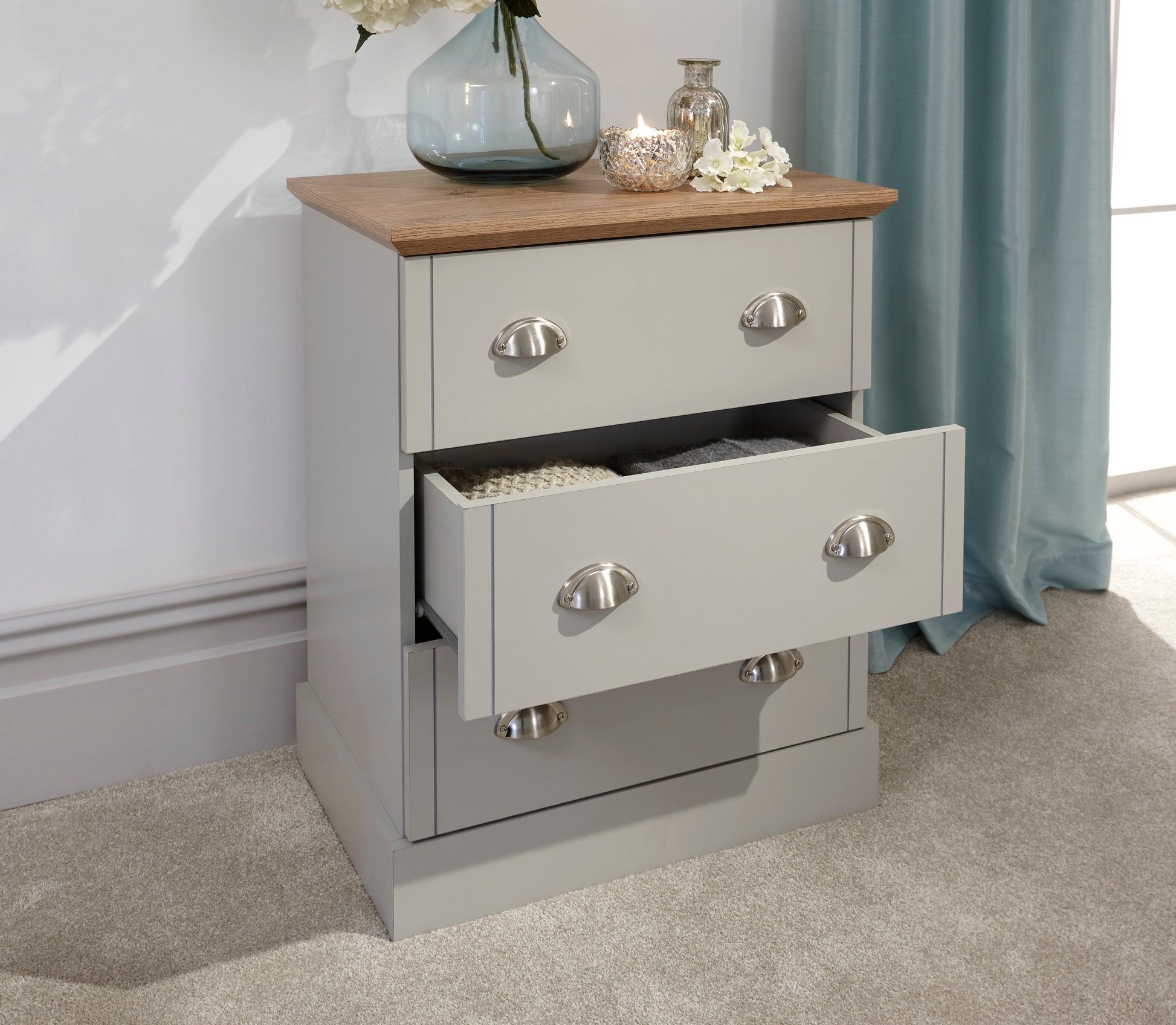 GFW Kendal 3 Drawer Chest - Grey 2