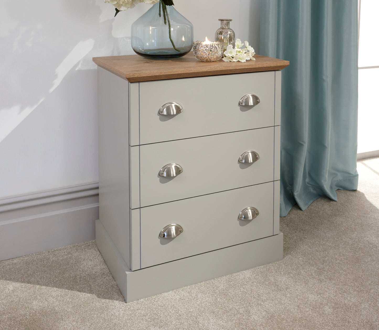 GFW Kendal 3 Drawer Chest - Grey