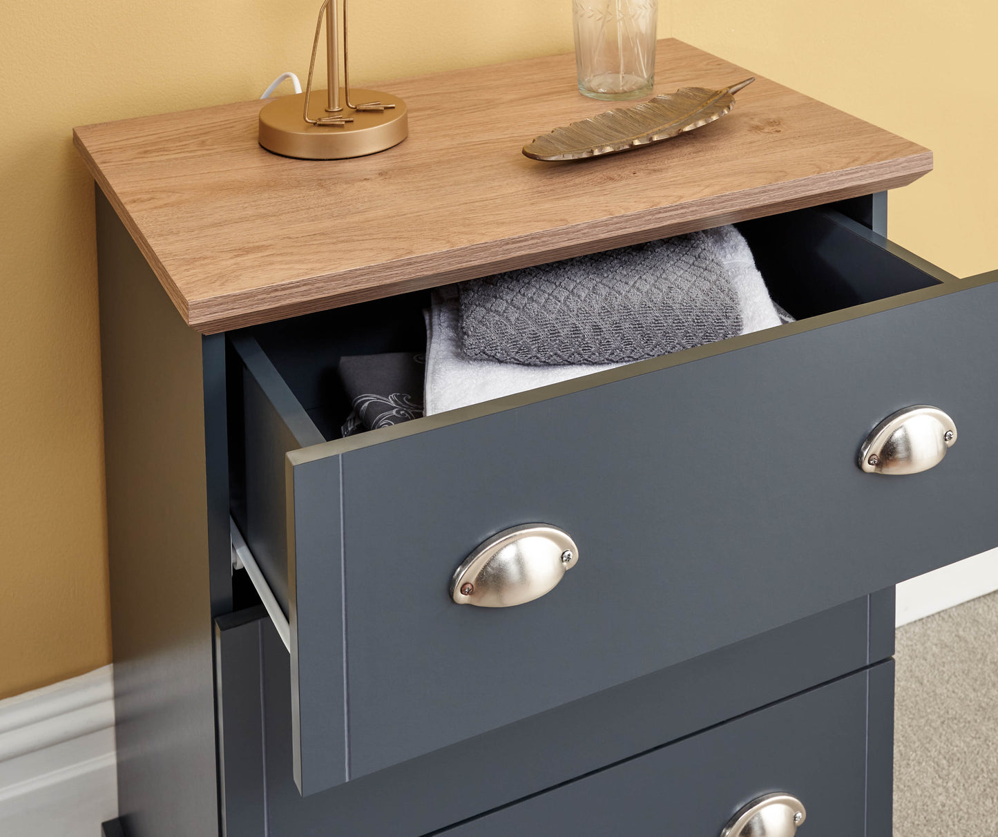 GFW Kendal 3 Drawer Chest - Slate Blue 2