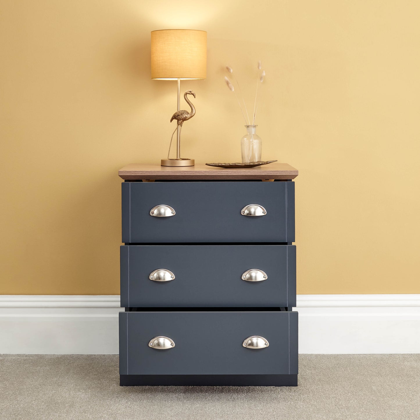 GFW Kendal 3 Drawer Chest - Slate Blue 3