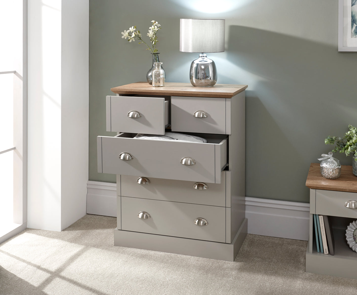 GFW Kendal 2+3 Drawer Chest - Grey 2