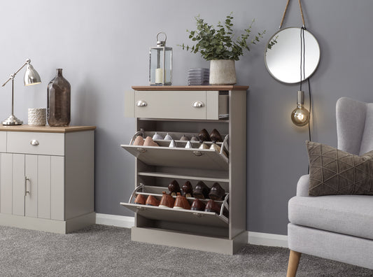 GFW Kendal Deluxe Shoe Cabinet - Grey