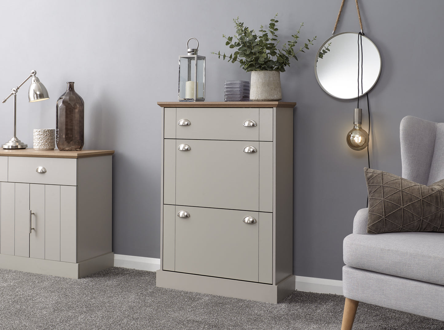 GFW Kendal Deluxe Shoe Cabinet - Grey 2