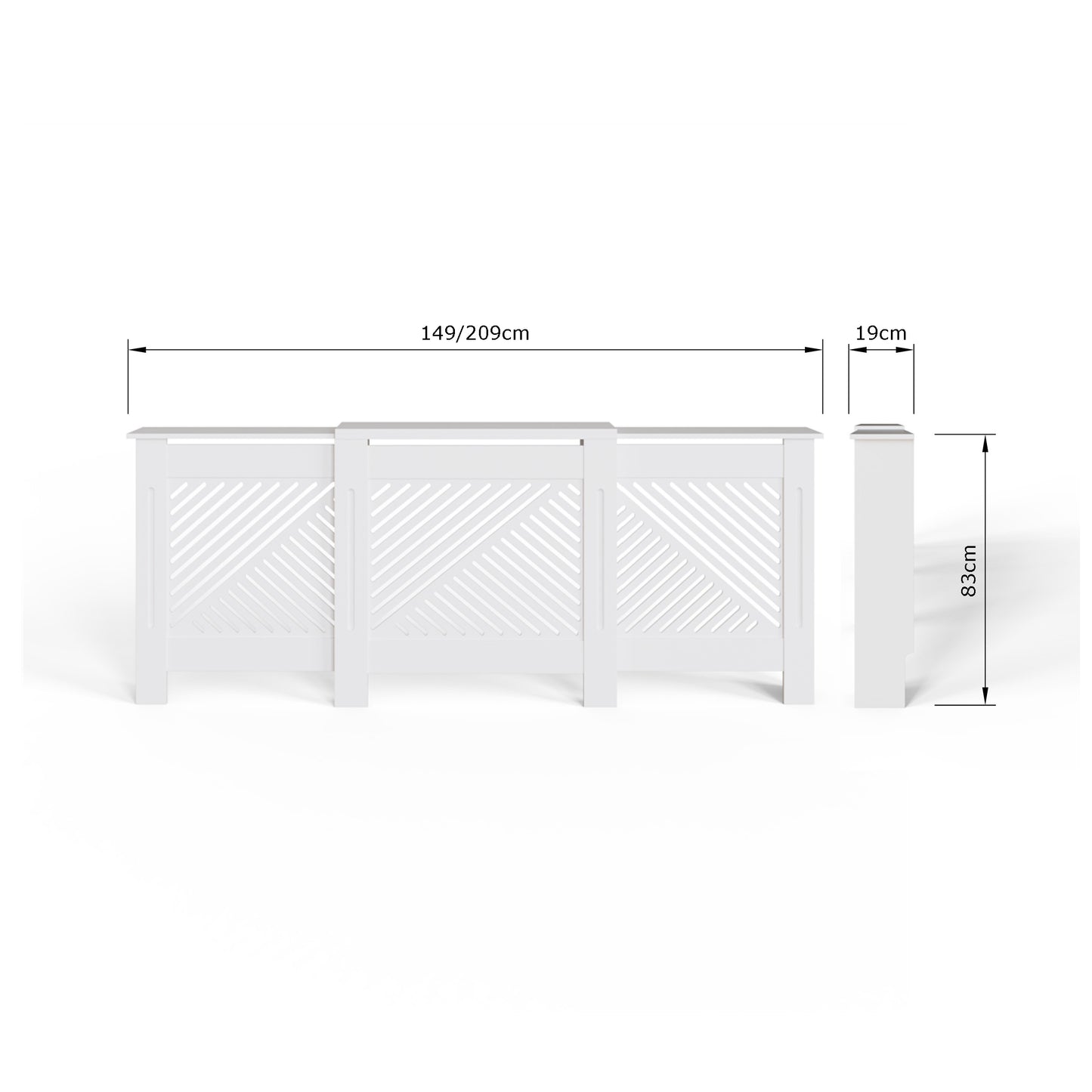 GFW Kobe Chevron Adjustable Radiator Cover - White Dimensions