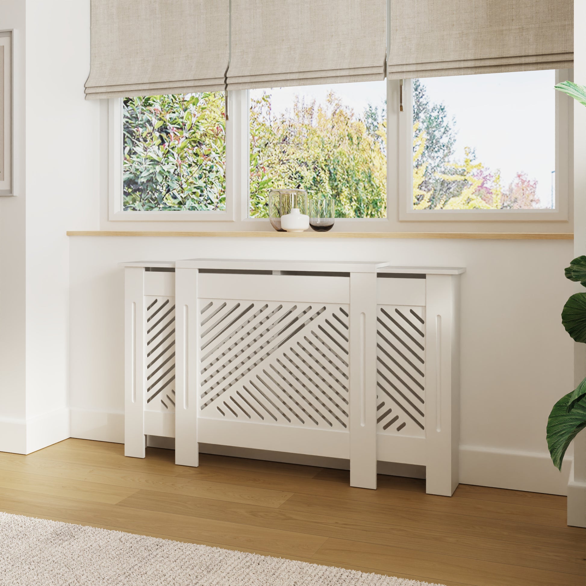 GFW Kobe Chevron Adjustable Radiator Cover - White 2