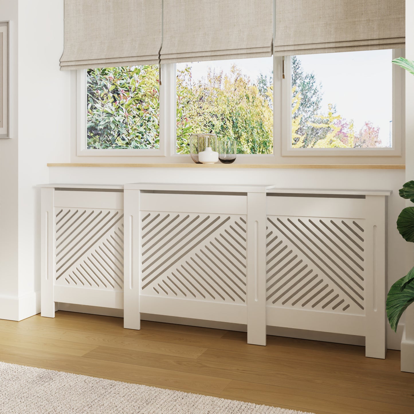 GFW Kobe Chevron Adjustable Radiator Cover - White