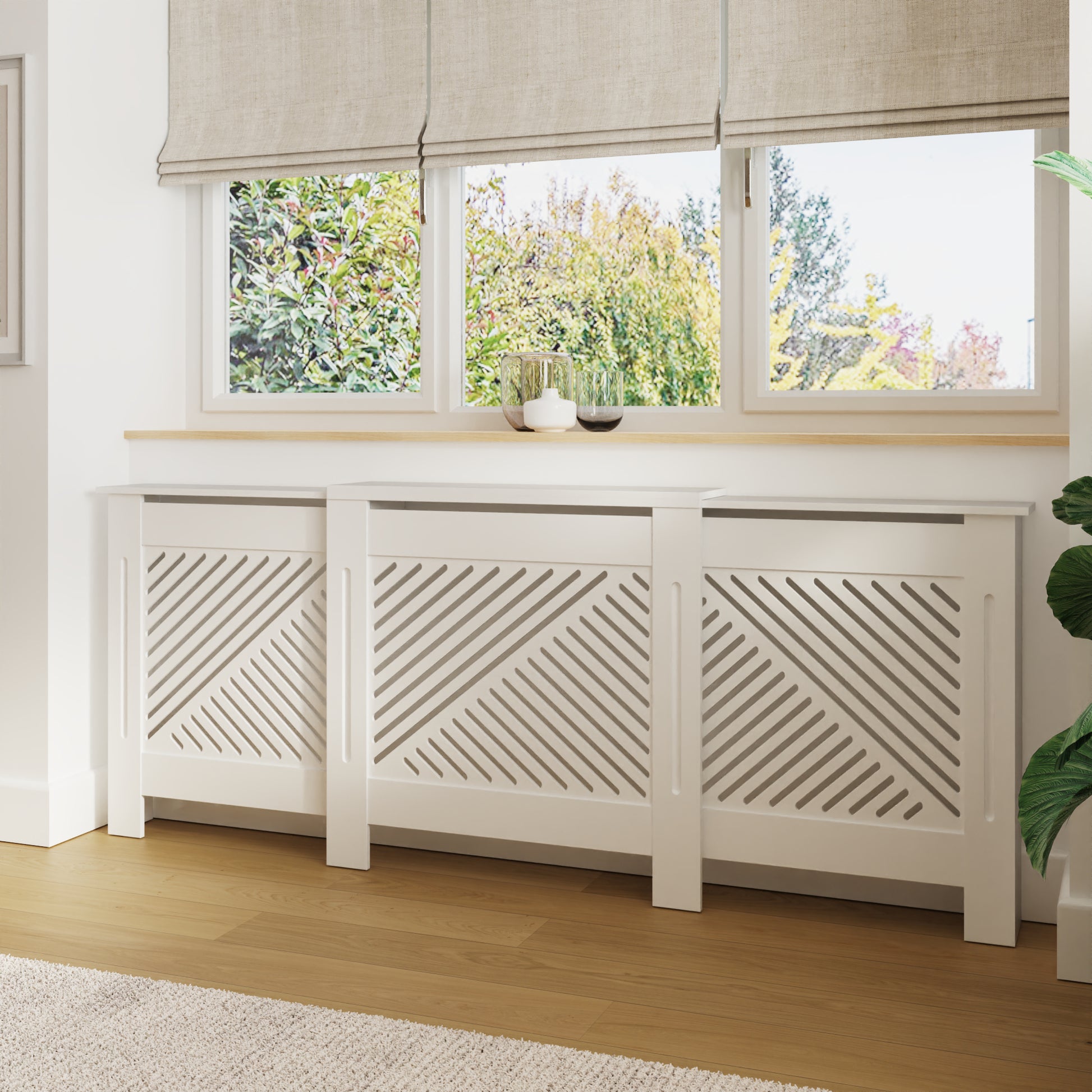GFW Kobe Chevron Adjustable Radiator Cover - White