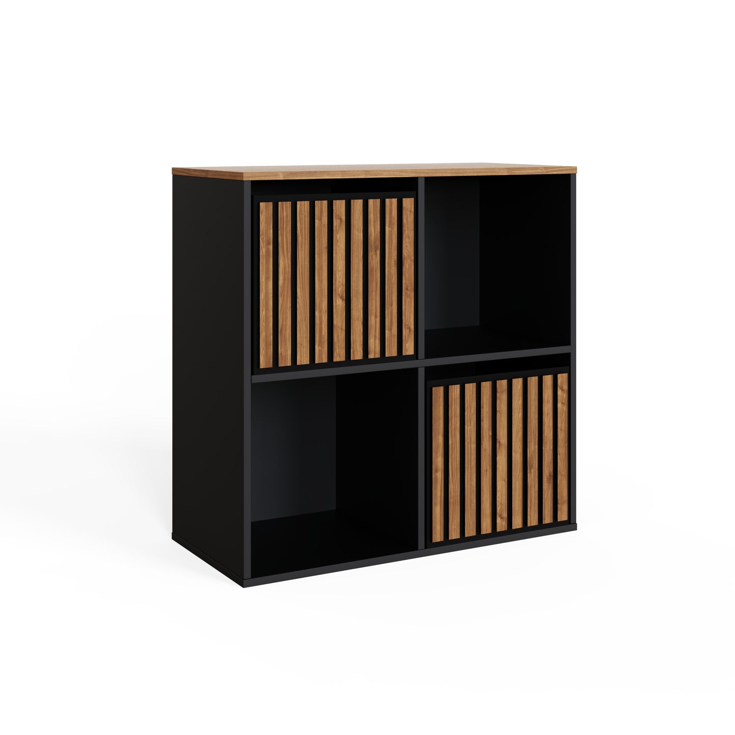 GFW Kube 2x2 Shelf Storage Cube - Black & Walnut