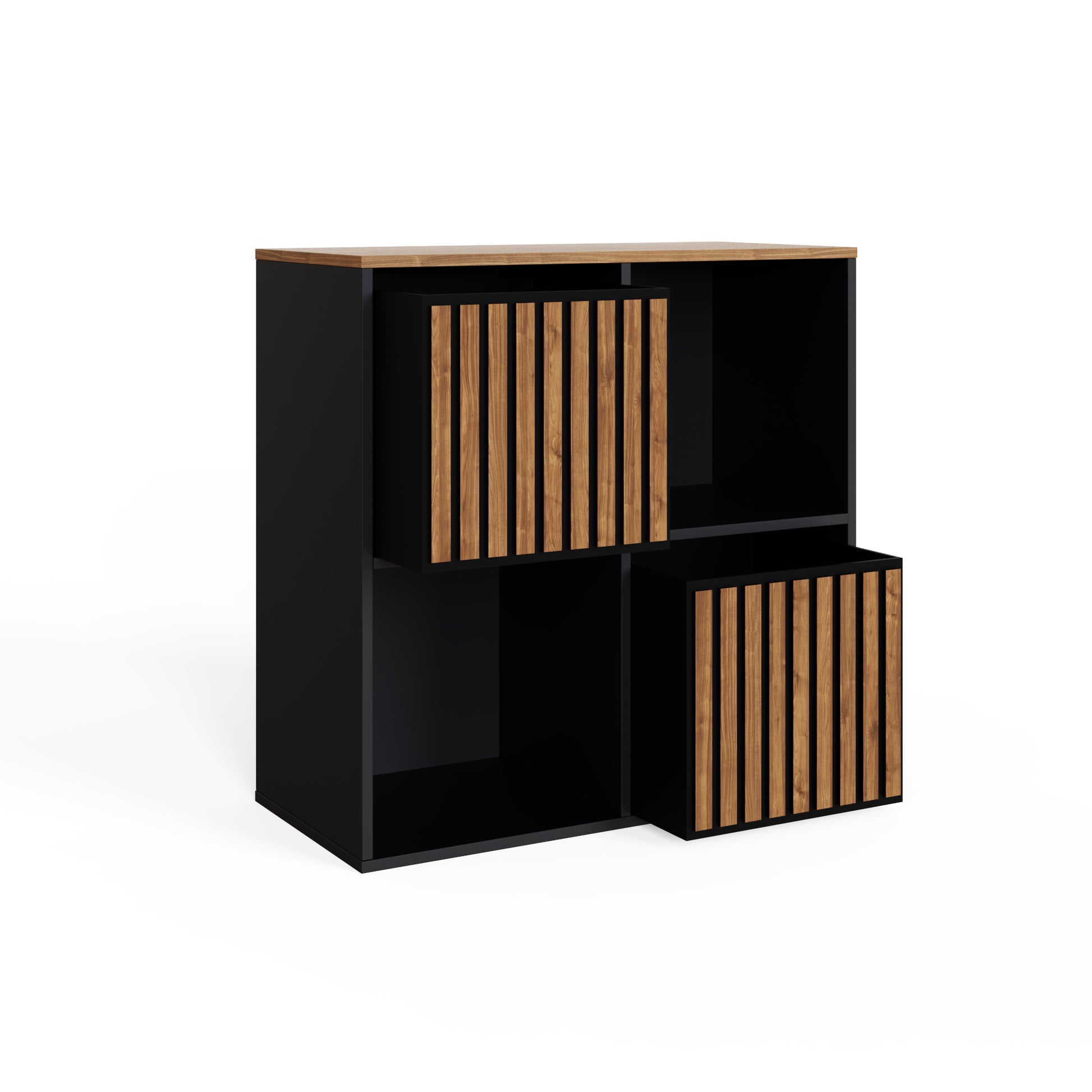 GFW Kube 2x2 Shelf Storage Cube - Black & Walnut 2