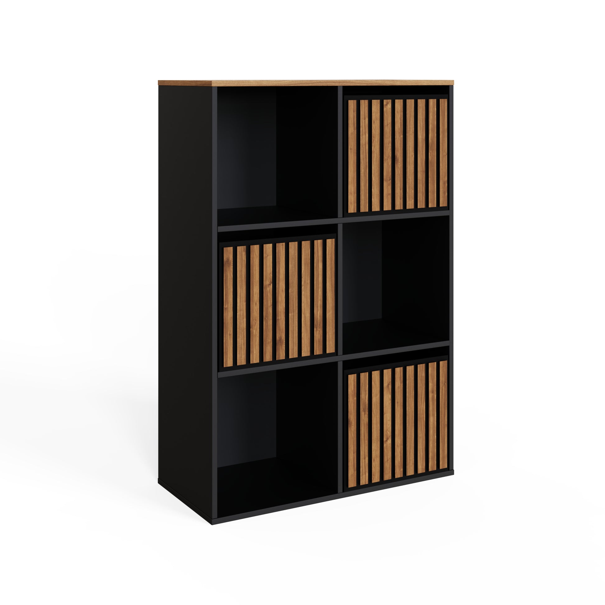 GFW Kube 2x3 Shelf Storage Cube - Black & Walnut