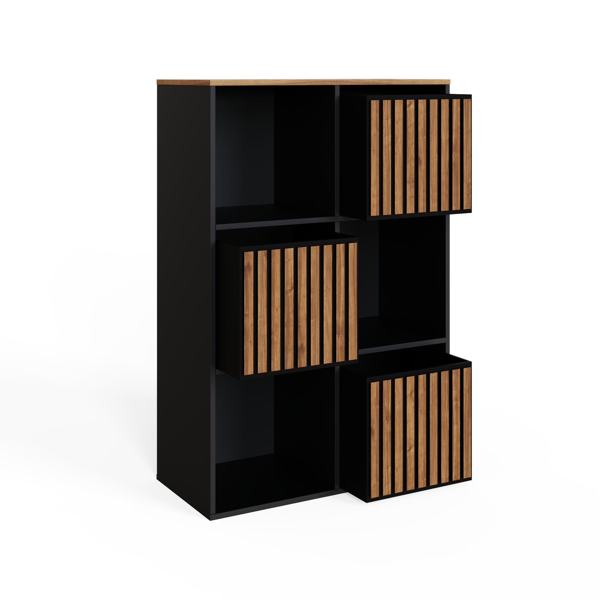 GFW Kube 2x3 Shelf Storage Cube - Black & Walnut 2