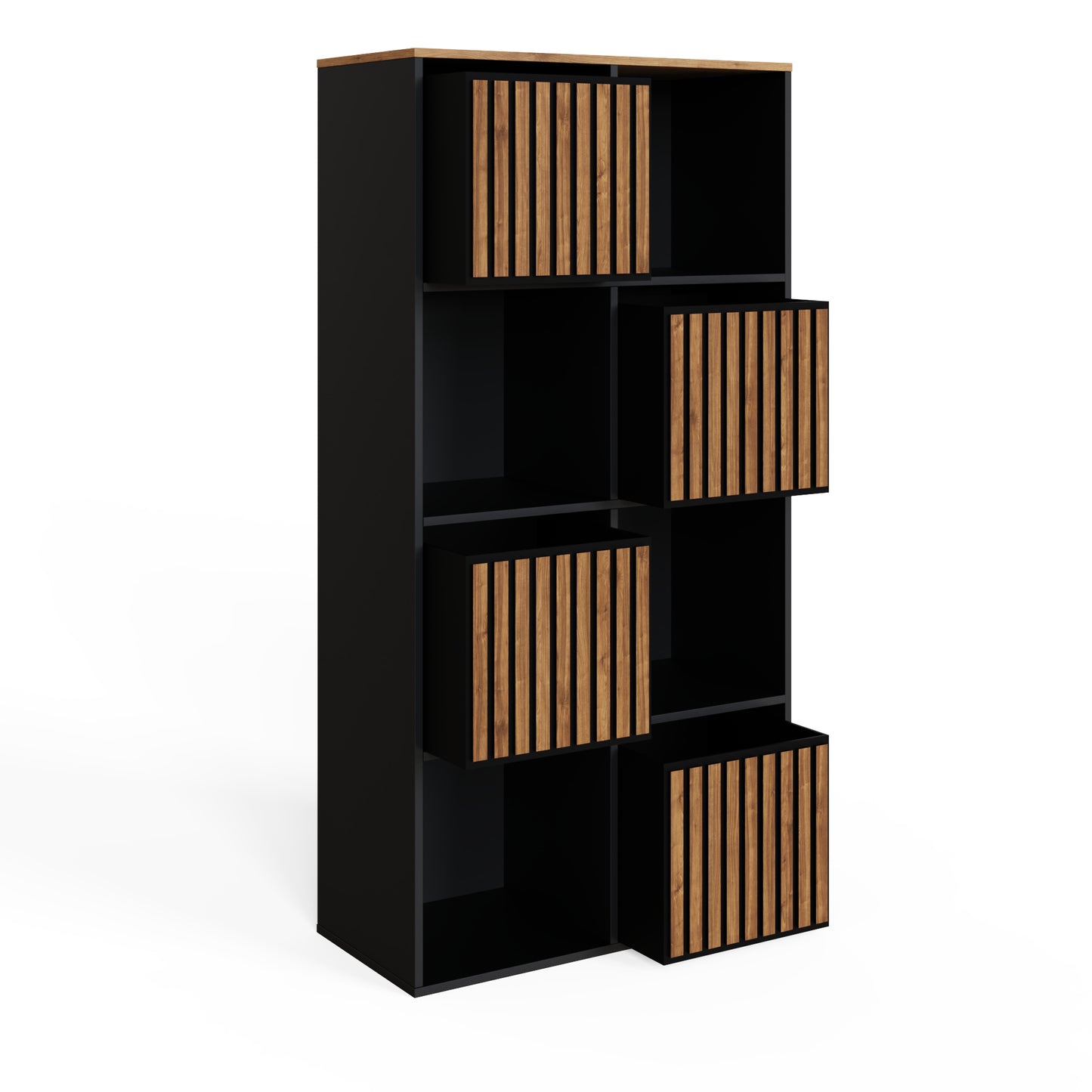 GFW Kube 2x4 Shelf Storage Cube - Black & Walnut 2