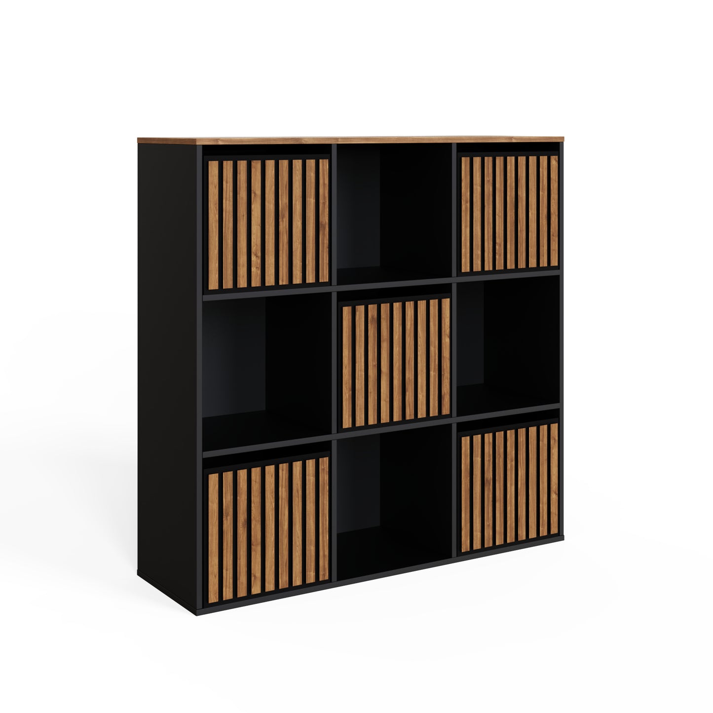 GFW Kube 3x3 Shelf Storage Cube - Black & Walnut
