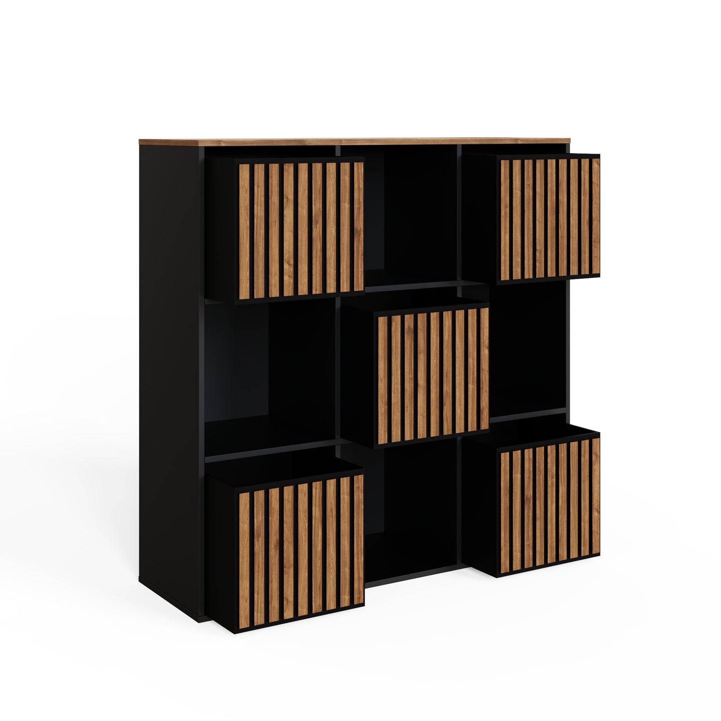 GFW Kube 3x3 Shelf Storage Cube - Black & Walnut