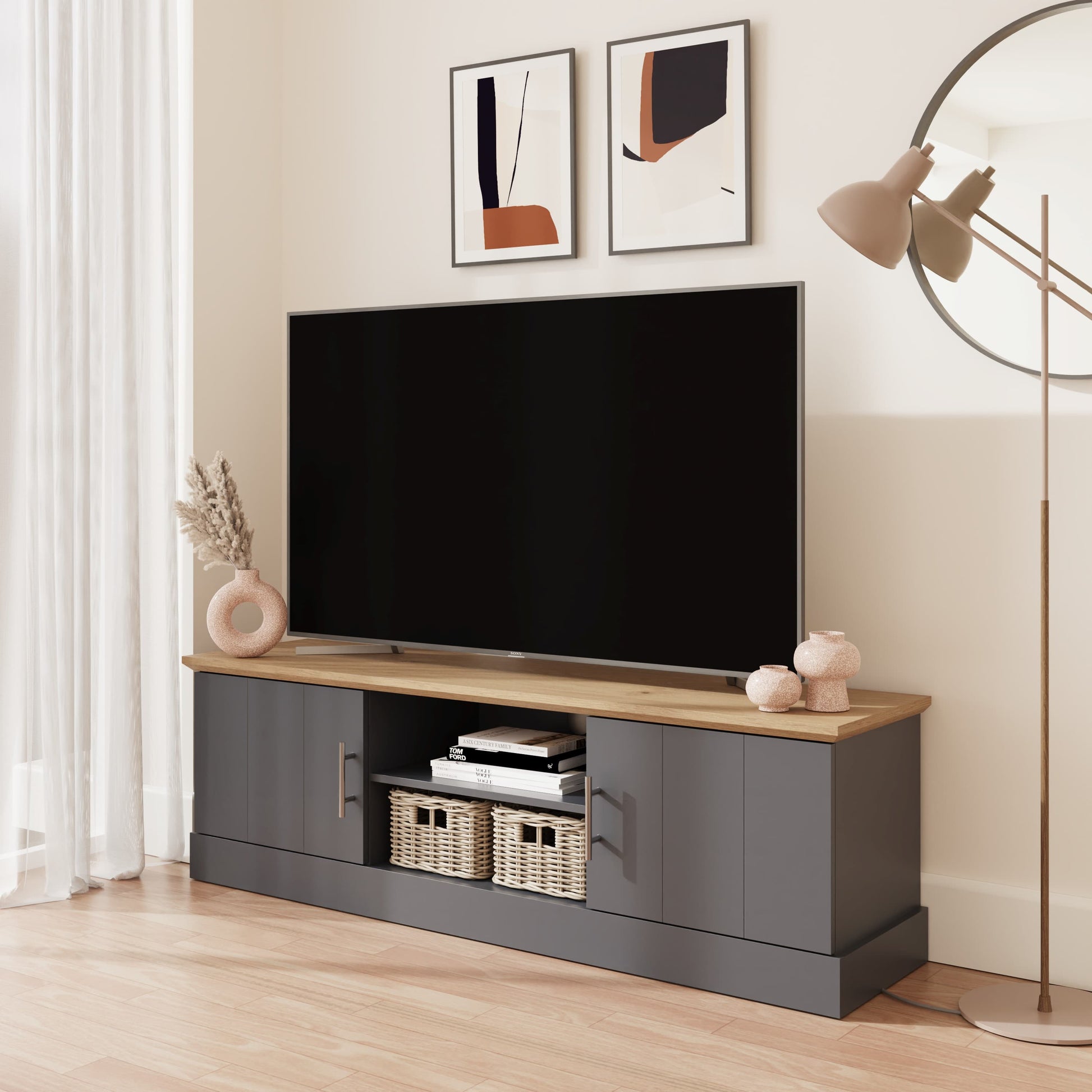 GFW Kendal Large TV Unit - Slate Blue