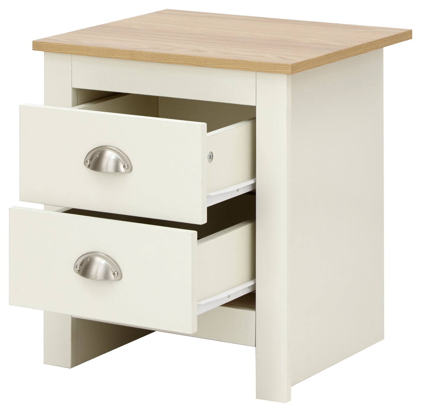 GFW Lancaster 2 Drawer Bedside Table - Cream 4