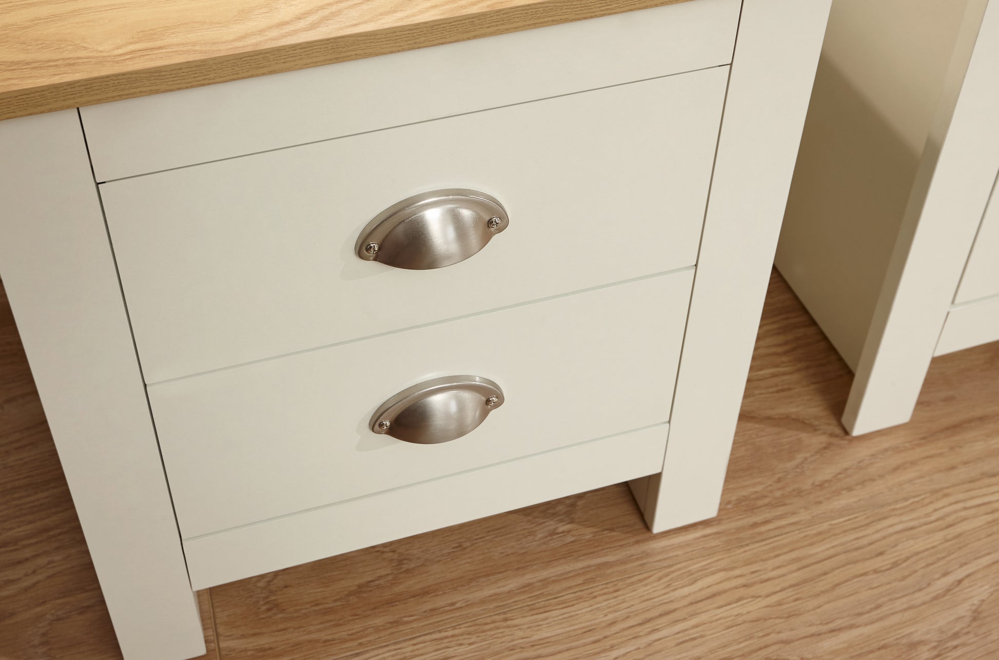 GFW Lancaster 2 Drawer Bedside Table - Cream 3