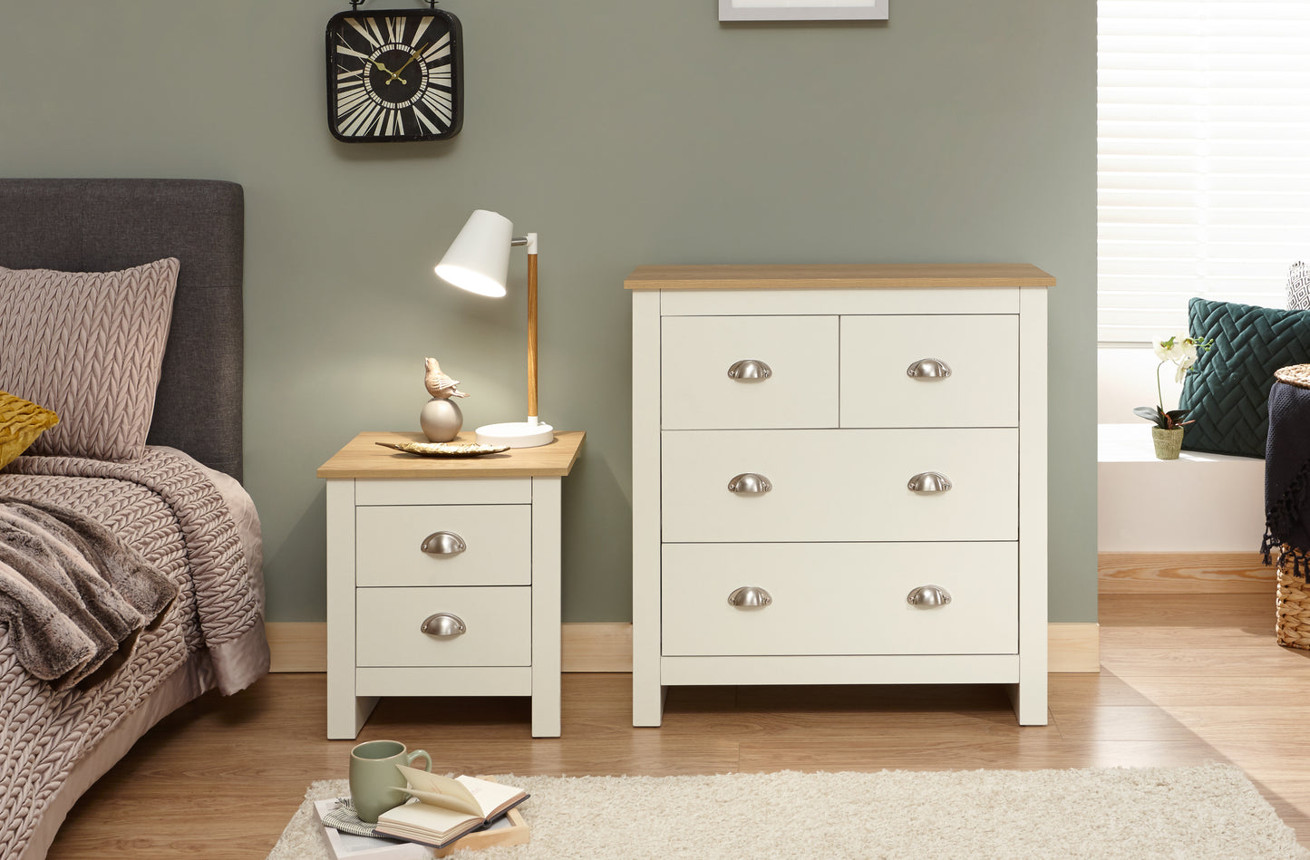 GFW Lancaster 2+2 Drawer Chest - Cream