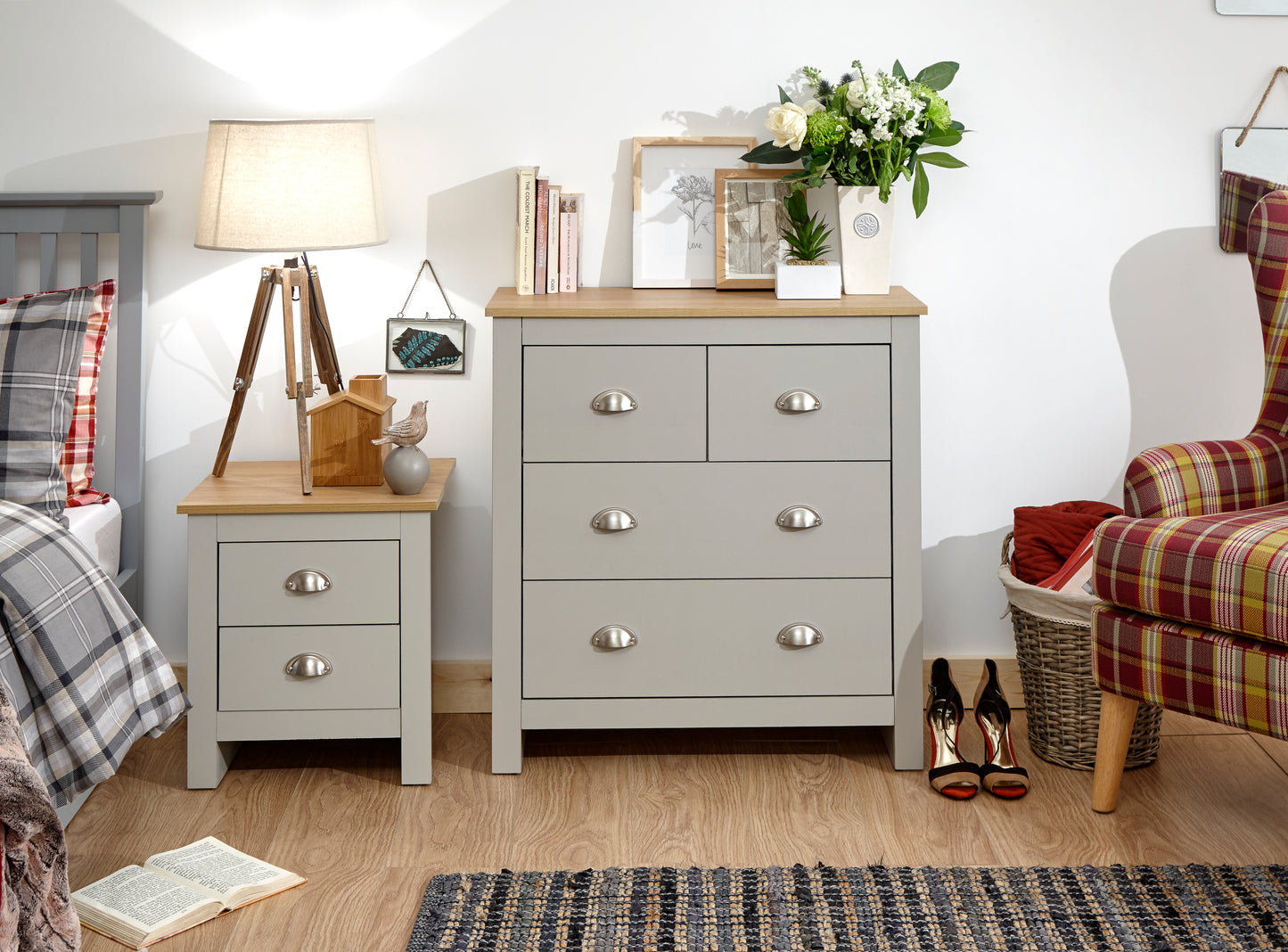 GFW Lancaster 2+2 Drawer Chest - Grey