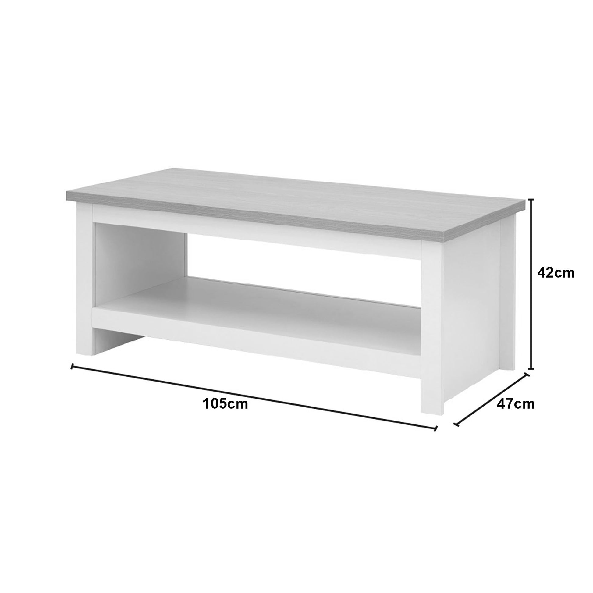 GFW Lancaster Coffee Table With Shelf - Cream 4