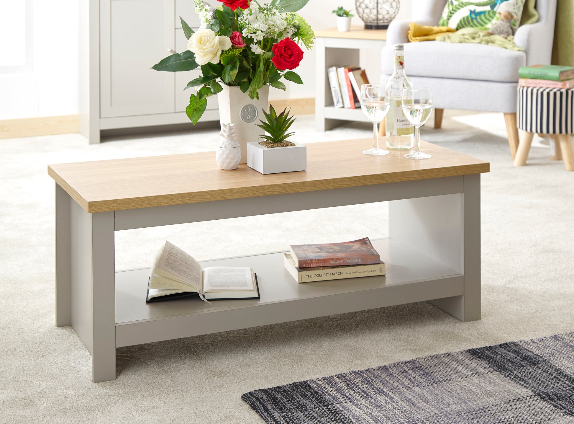 GFW Lancaster Coffee Table With Shelf - Grey