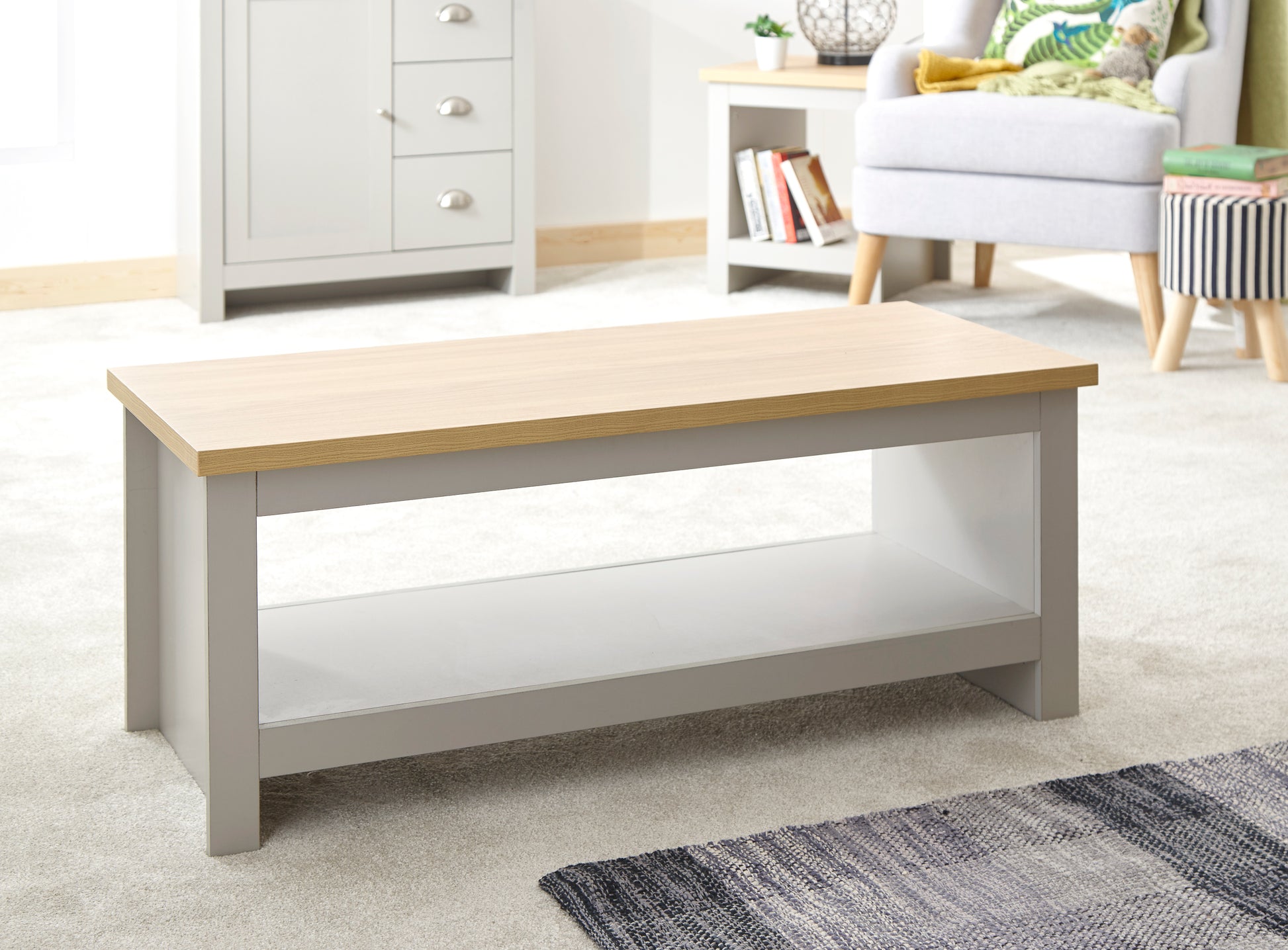 GFW Lancaster Coffee Table With Shelf - Grey 2