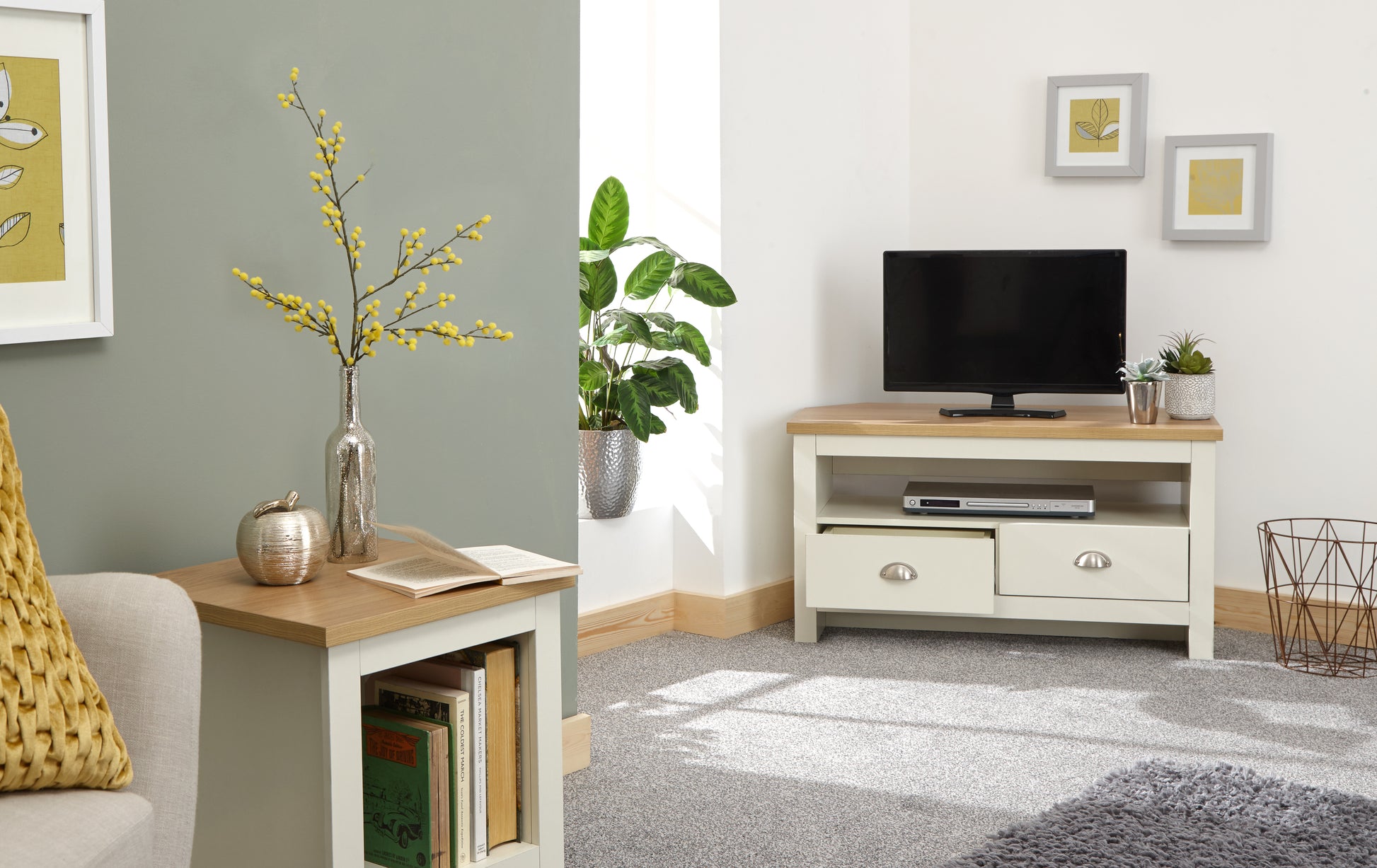 GFW Lancaster Corner TV Unit - Cream 2