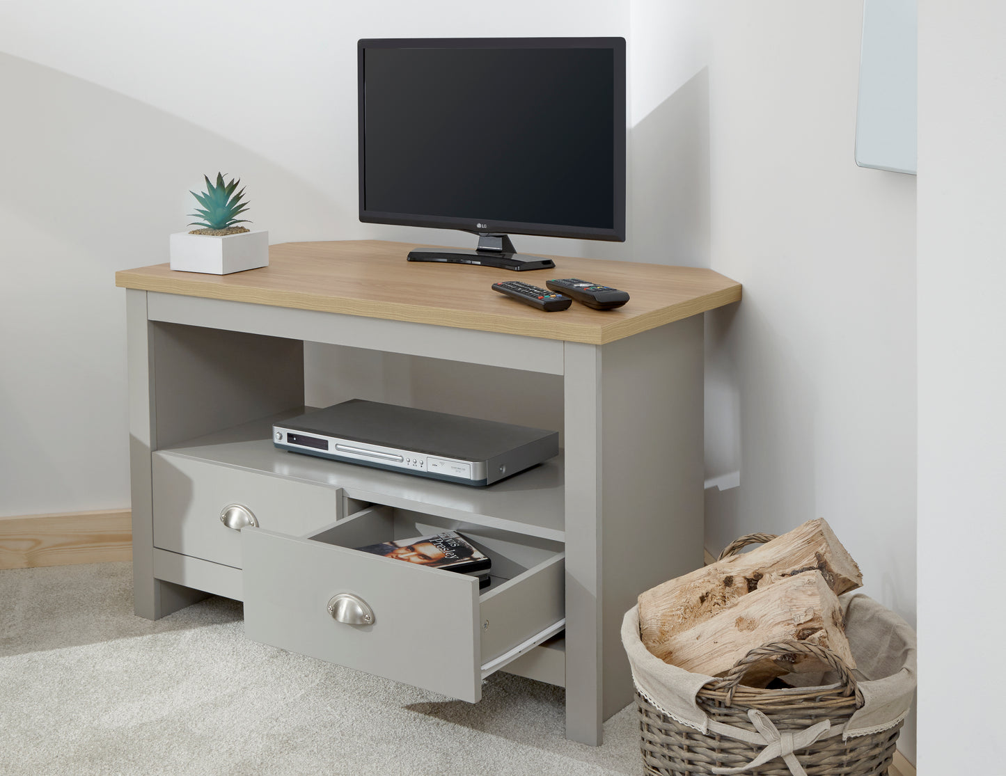 GFW Lancaster Corner TV Unit - Grey 2