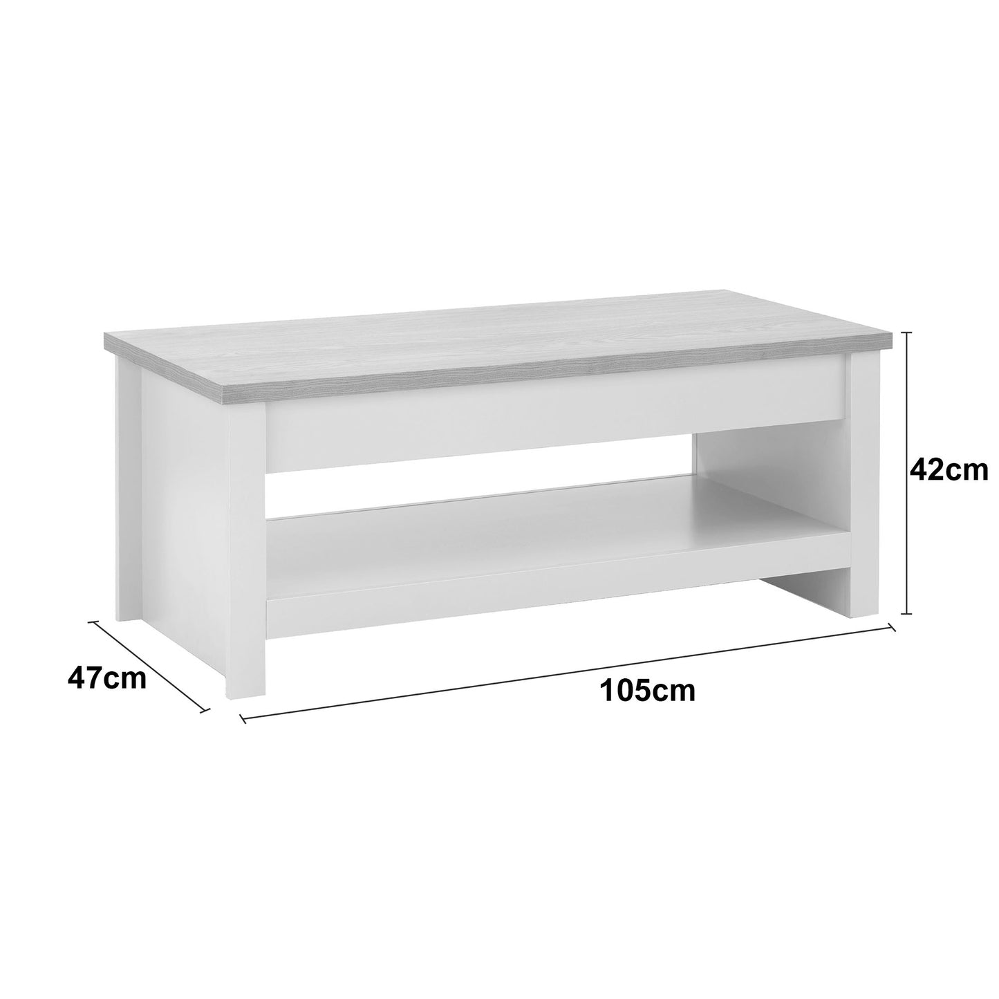 GFW Lancaster Lift Up Coffee Table - Cream 4