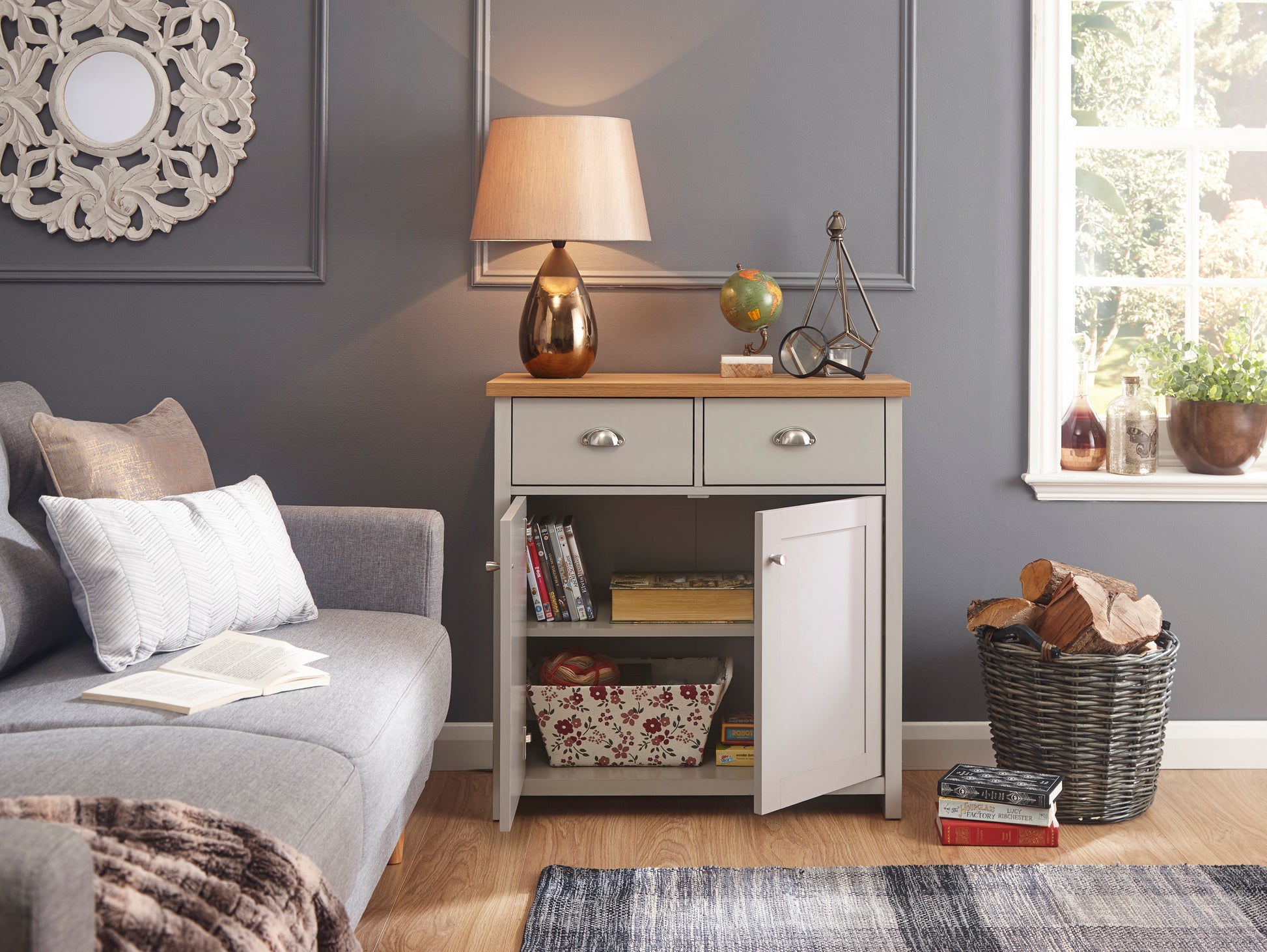 GFW Lancaster Compact Sideboard - Grey 2