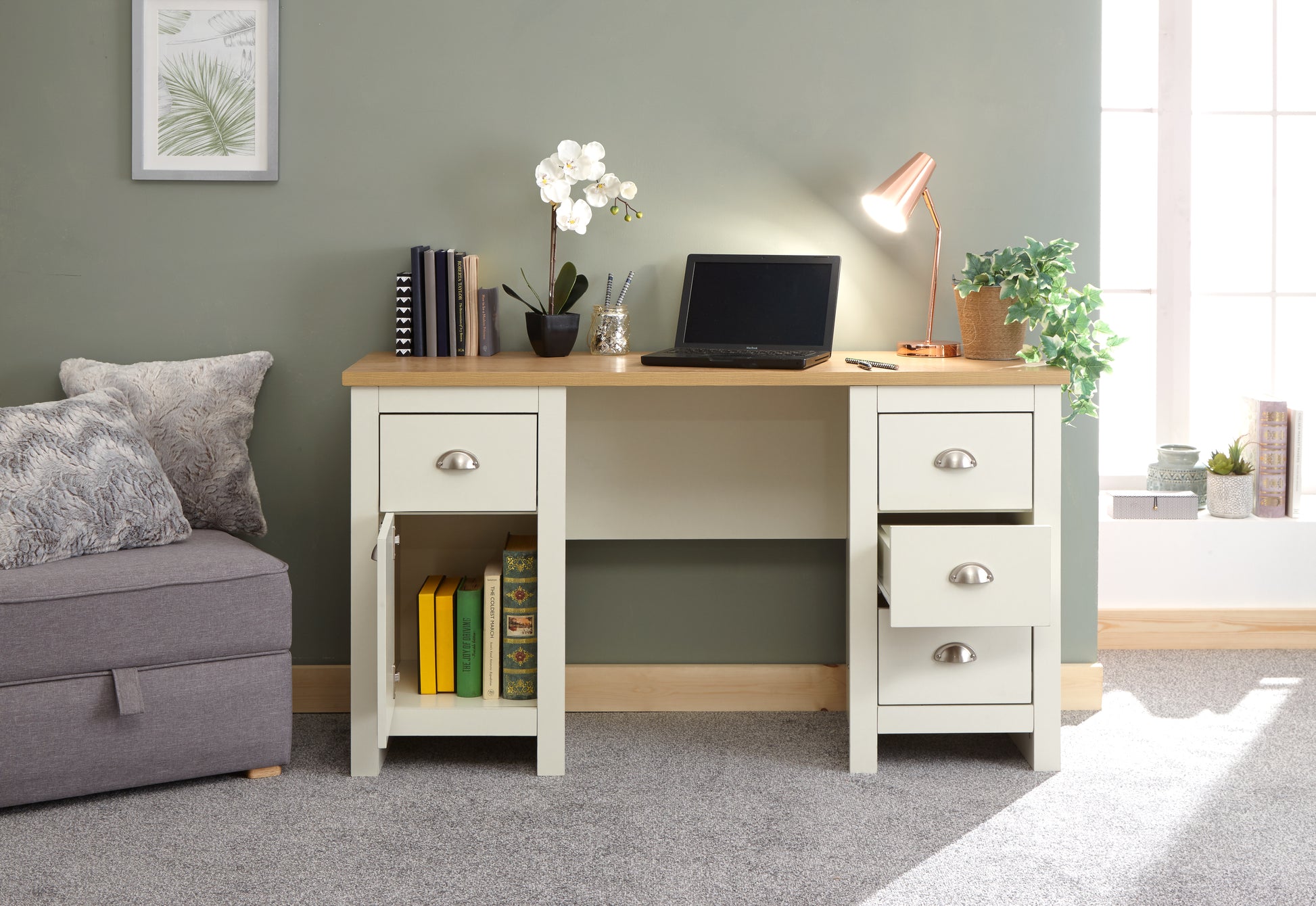 GFW Lancaster Study Desk - Cream 2