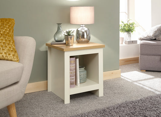 GFW Lancaster Side Table With Shelf - Cream