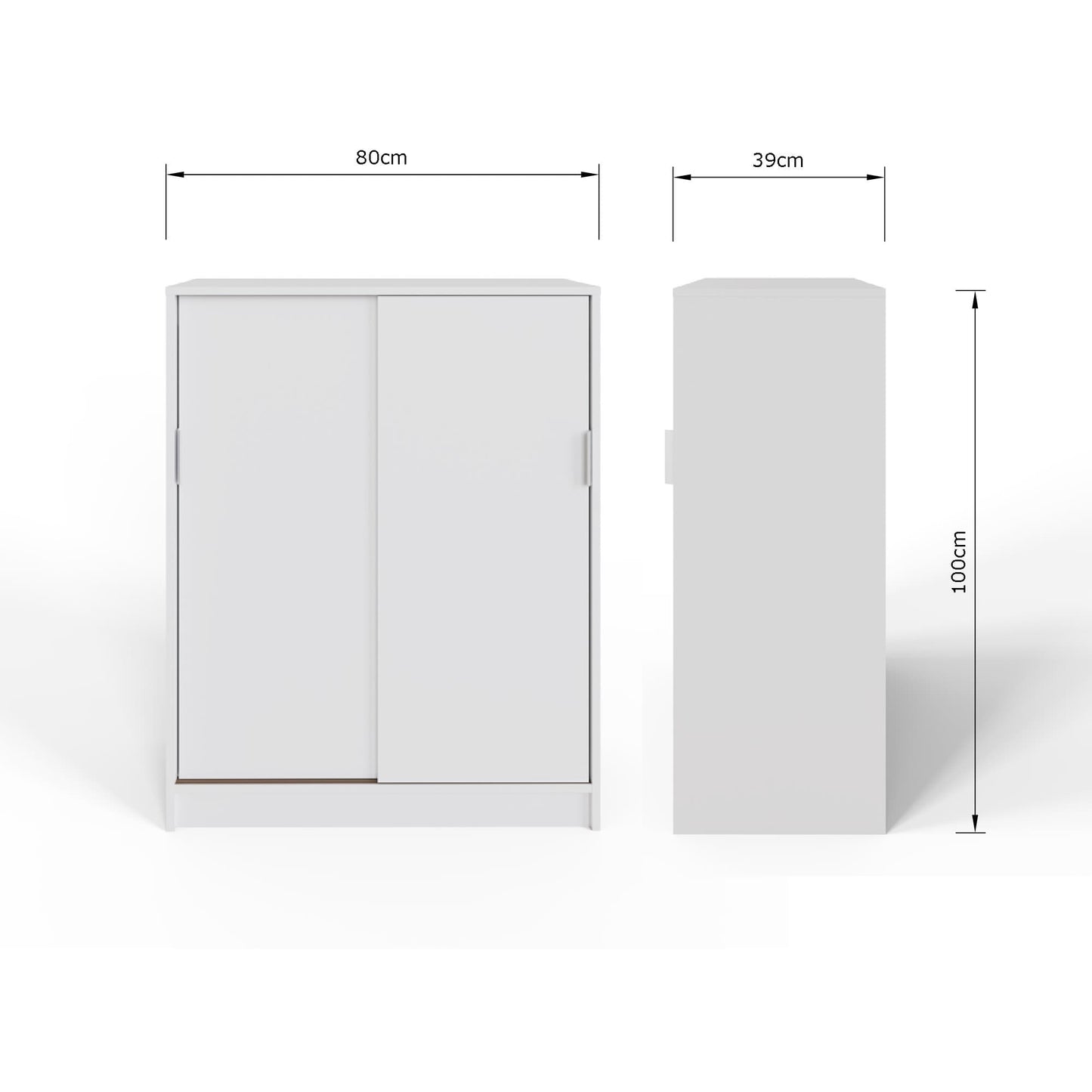 GFW Leighton White Sliding Door Shoe Cabinet Dimensions
