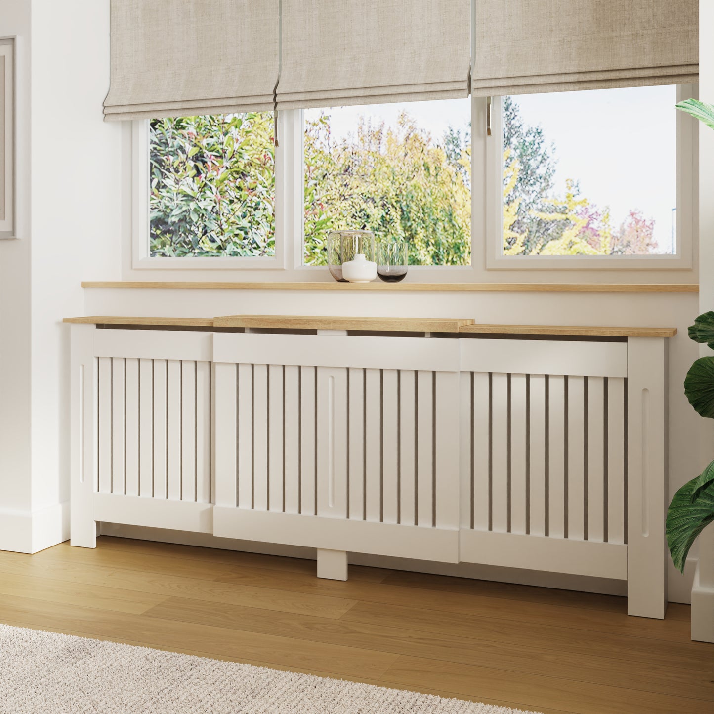 GFW Longslow Adjustable Radiator Cover - White & Oak