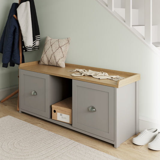 GFW Lancaster 2 Door Shoe Bench - Grey