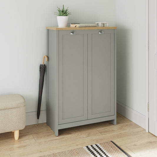 GFW Lancaster 2 Door Shoe Cabinet - Grey