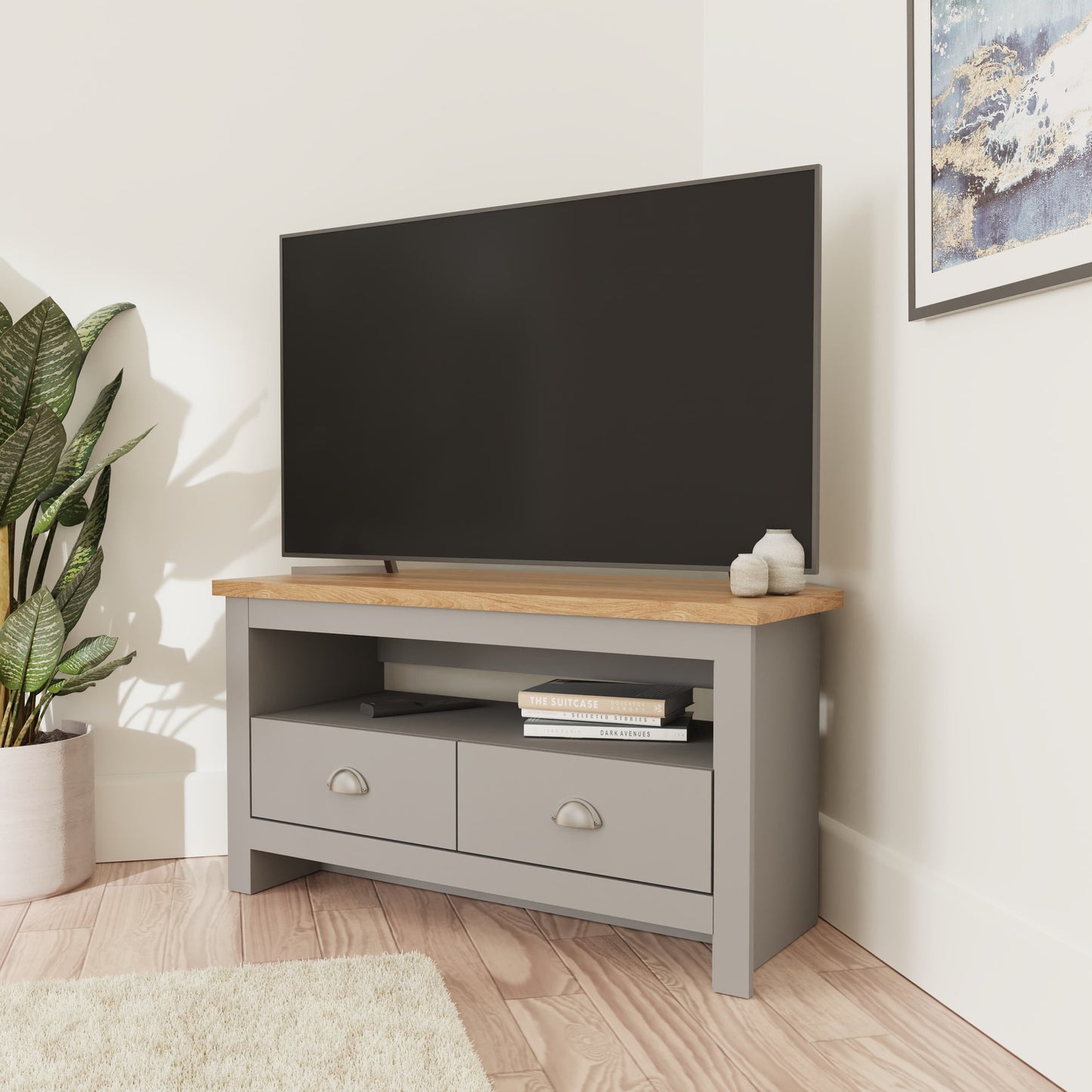GFW Lancaster Corner TV Unit - Grey
